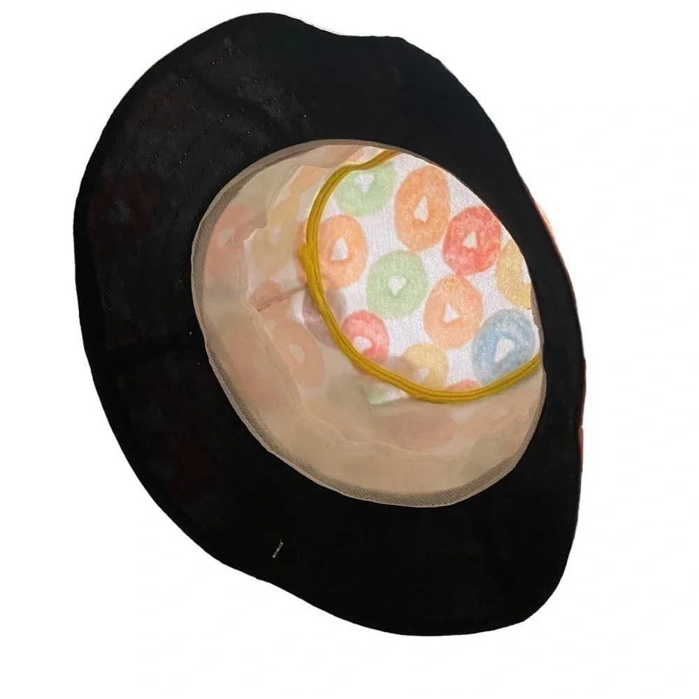 Colorful Printed  Bucket Hat Festive Fun Fruit Loop Bucket Hat w Sweatband NWOT
